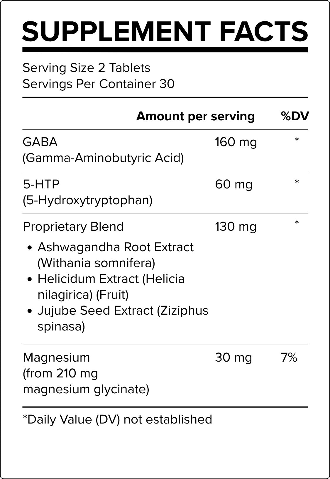 Relax & Sleep Tablets Supplement Facts